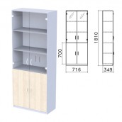 Шкаф закрытый со стеклом "Бюджет", 716х349х1810 мм, дуб шамони светлый (КОМПЛЕКТ)