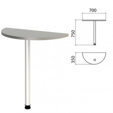 Стол приставной полукруг "Этюд", 700х350х750 мм, цвет серый (КОМПЛЕКТ)