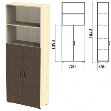 Шкаф полузакрытый "Канц", 700х350х1830 мм, цвет дуб молочный/венге (КОМПЛЕКТ)