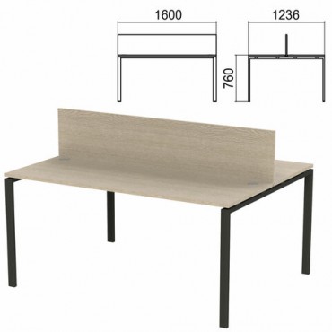 Стол письменный 2-МЕСТНЫЙ на металлокаркасе "Арго", 1600х1236х760 мм, ясень шимо (КОМПЛЕКТ)